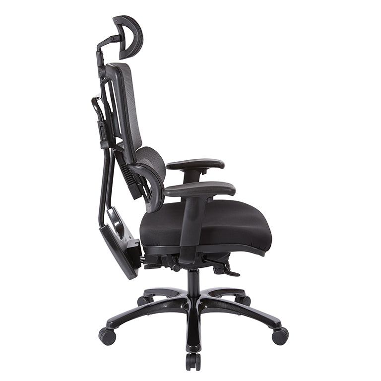 Vertical Black Mesh Back Chair with Shiny Black Base and Headrest